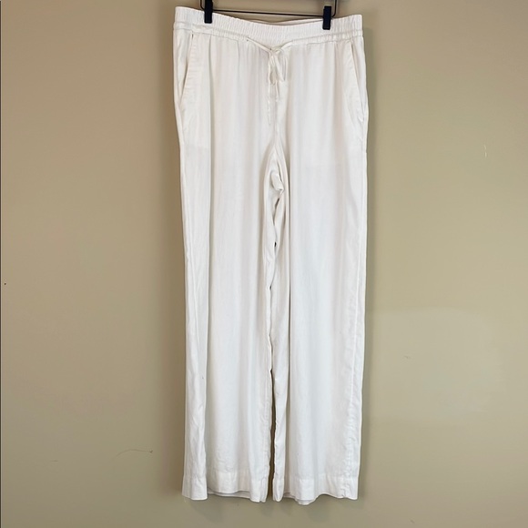 a new day Pants - a new day wide leg white linen blend elastic Waist Pants PLEASE READ